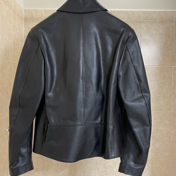 SOLD 😃 NWT  DUNHILL Men’s Black Leather Motorcycle Jacket Sz. S - Picture 2 of 11